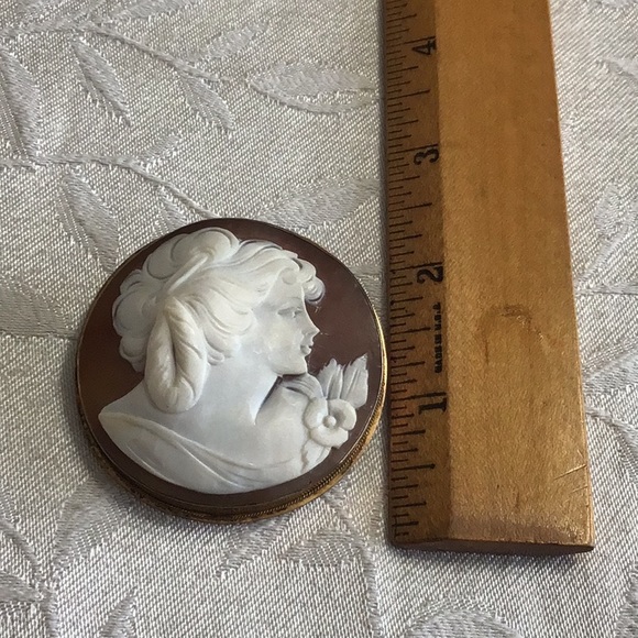 Vintage Large Round Cameo Sterling - Picture 3 of 4